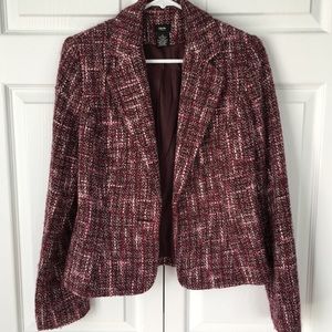 Pink/Maroon Wool Blend Tweed Jacket